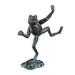 Relaxdays Statue Grenouille dansante sur Un Pied Fonte Fer Sculpture Figurine de Jardin déco,Taille L Vert