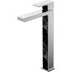 Essemarmo mitigeur lavabo haut chrome et noir façon marbre - Chromé - Essebagno