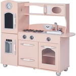 Teamson Kids - Cuisine enfant Little Chef dinette en bois rose fille garçon jeux TD-11414P - Rose