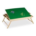 Relaxdays Table de Puzzle, 4 tiroirs, Jusqu’à 1500 pièces, Bois & Tissu, Support Pliant, Multicolore