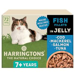 Harringtons Complete Wet Pouch Grain Free Hypoallergenic Senior Cat Food Fish in Jelly Pack 72x85g - Cod, Mackerel, Salmon & Tuna - Making Mealtimes Meatier