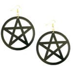 Örhängen Pentagram OVERSIZE Wicca Pagan Svart/Guld Symbol Svart