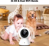 Caméra Surveillance Wifi Intérieure 2K(4Mp) , 5G/2.4 Ghz Wifi Camera, Suivi De Mouvement À 360°, Détection Humaine Ai, Vision Nocturne, Audio Bidirectionnel, Compatible Avec Alexa Pour Bébé/Animaux