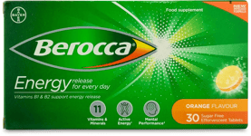 Berocca Vitamin B1 & B2 Tablets - Natural Orange Flavour - 30 Effervescent Table