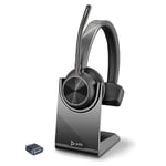 Micro-casque sans fil Poly Voyager 4310 UC et socle de chargement, Micro-casque Bluetooth monaural avec perche de microphone antibruit, Connexion à un PC/Téléphone portable - Fonctionne: Teams, Zoom