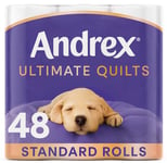 Andrex Ultimate Quilts Toilet Tissue 48 Standard Rolls, Air Pocket Technology for Soft, Thick Sheets (Previously Andrex Supreme Quilts) - 48 Toilet Rolls