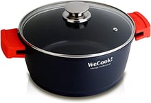 Wecook Ecochef Titanium High Induction Casserole Dish Glass Lid 28 cm 5 Non-Stick Layers Quantanium Ecological Without PFOA, Cast Aluminium 5 mm, 12.5 cm High, Silicone Handles, Vitro Ceramic, Gas,