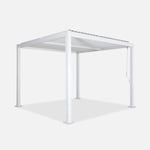 Pergola bioclimatique blanche. aluminium et acier. 3x3m. lames orientables