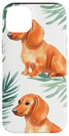 Coque pour iPhone 14 Plus Aquarelle orange motif teckel tropical