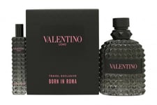 VALENTINO BORN IN ROMA UOMO GIFT SET 100ML EDT + 15ML EDT - MEN'S FOR HIM. NEW