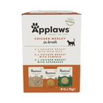 Applaws 100% Natural Wet Cat Food, Pouch Multipack Chicken Selection in Broth 70g, (12 x 70 g Pouches)