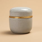 TEANAGOO Mini boîte à matcha en céramique | 82,8 ml, double pot scellé avec couvercle intérieur en aluminium, boîte à thé portable pour 18 g de poudre de matcha, compacte et,X2, gris foncé