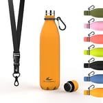 Daikoku - Bouteille d'Eau en Acier Inoxydable | Thermos Isotherme 750ml | Sans BPA | Etanche | Idéale pour le Sport, le Bureau, la Randonnée | Jaune | 750 ML