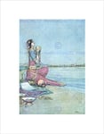 Wee Blue Coo PAINTING WOMAN SEA BEACH ARABIC ROBINSON SONG ENGLISH FRAMED ART PRINT B12X7529