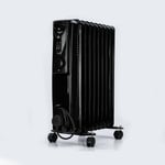 STATUS 7 Fin - Oil Filled Radiator - 1500w - Black - 3 Heat Settings - with...