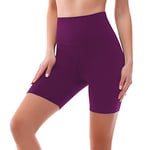 SINOPHANT Short Femme Sport été à Taille Haute Cycliste Legging Court Shorty Anti Frottement Cuisse Short sous Robe sous Jupe(L-XL,1 Prune Violet)