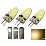 G4 2w dimbar 12v DC + AC Led lampa 3100K varmvit G-4  3-pack .