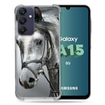 Cokitec Coque Renforcée pour Samsung Galaxy A15 4G / 5G Animal Cheval Blanc