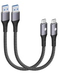 CONMDEX USB C Cable Short 15cm/0.15M 2Pack 10Gbps Data USB3.1 Gen2 Type C Android Auto Cable QC3.0 3.1A USBA to C Fast Charger for Samsung Note20 Galaxy S24/S23/S22/S21 Z Flip 5 Tab S9 Pixel 9-Grey