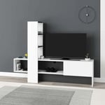 Iperbriko - Meuble tv blanc anthracite avec porte basculante - L180 x P38 x 138 h cm