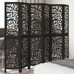 Room Divider 6 Panels Black Solid Wood Paulownia vidaXL