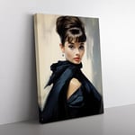 Audrey Hepburn Classicism Art No.2 Canvas Print for Living Room Bedroom Home Office Décor, Wall Art Picture Ready to Hang, 76x50 cm (30x20 Inch)