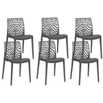 Idmarket - Lot de 6 chaises de jardin alyssa en polypropylène nid d'abeille gris anthracite