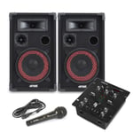 Bedroom DJ Set 8" Speakers & VDJ-25 Bluetooth Powered Mixer Amplifier DJ System