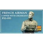 Copper State Models - French Airman Coffee With Croissantmaquette Figurine French Airman Coffee With Croissant Copper State Models F32-050 1/32ème Maquette Char Promo Figurine Miniature