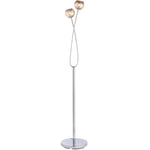 Twin Light Floor Lamp Chrome & Glass Free Standing Modern Lounge Base Holder