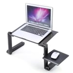 Adjustable Laptop Stand, Foldable Laptop Desk, Portable Aluminum Laptop Desk Table with Mouse Board and Cooling Cooler Fan for Home Office - Black