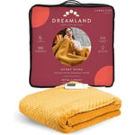 Dreamland Hurry Home Deluxe Velvet Heated Throw Blanket Mustard Yellow 120x160cm