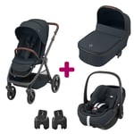 Maxi Cosi Pack poussette trio Oxford + nacelle Oria coque pebble 360 Pro Essential Graphite