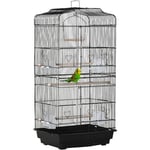 Pawhut - Cage à oiseaux volière avec mangeoires perchoirs plateau amovible dim. 46,5L x 35,5l x 92H cm métal ps noir