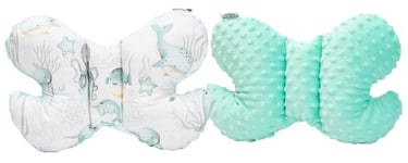 Medi Partner Oreiller pour bébé Papillon 100% coton en peluche Minky pour enfant soutien du cou pour voiture poussette voyage sommeil oreiller cervical rouleau de répétition