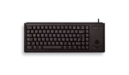 CHERRY Compact-Keyboard G84-4400, American layout, QWERTY keyboard, wired keyboard, mechanical keyboard, ML mechanics, integrated optical trackball plus 2 mouse buttons, black