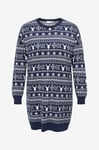 Only Carmakoma - Julklänning carXmas Winter LS O-neck Dress Knt - Blå