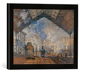 Kunst für Alle 'Encadré Image de Claude Monet La Gare Saint-Lazare, d'art dans Le Cadre de Haute qualité Photos Fait Main, 40 x 30 cm, Noir Mat