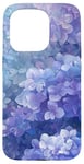 Coque pour iPhone 15 Pro Motif floral bleu hortensias