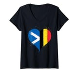 Womens Half Scottish Half Belgian A Scotland Belgium Flag in Heart V-Neck T-Shirt