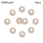 10st Metall Rhinestone Pearl Knappar Skjorta Knappar GULD gold 23MM10pcs-10pcs