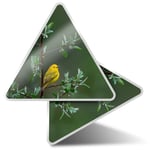 2 x Triangle Stickers  10cm - Little Yellow Bird Tree Rain Nature  #45583