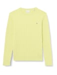 GANT Women's Stretch Cotton Cable C-Neck Pullover Sweater, Pastel Lime, XXXL