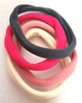 NEW Pack of 4 Cream pink grey 1cm thick elasticated bobbles hair ties fashion