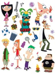 Wall & Furniture STICKERS SET decals Phineas and Ferb kids bedroom 65 x 85cm