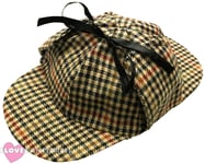 Brown Deerstalker Hat Sherlock Holmes Fancy Dress Detective Costume Accessory