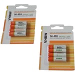 Vhbw - 8x Batteries aaa micro compatible avec Siemens Gigaset A220, A400A, A415A, A400, A415 téléphone fixe sans fil (800mAh, 1,2V, NiMH)