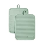 KitchenAid Ribbed Soft Silicone Pot Holder Set, Pistachio