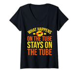 Womens What Happens on the Tube Stays on the Tube River Tubing V-Neck T-Shirt