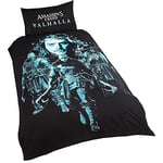 Assassin's Creed Valhalla Single Duvet Cover and Pillowcase Set Reversible Black/Blue, SP1-ASS-VAL-12
